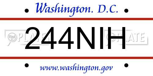 244NIH District Of Columbia License Plate