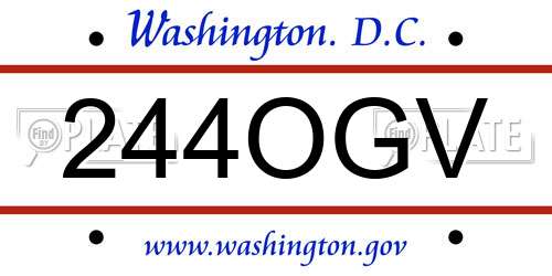 244OGV District Of Columbia License Plate
