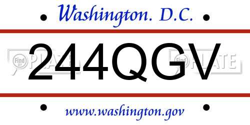 244QGV District Of Columbia License Plate