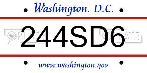244SD6 District Of Columbia License Plate
