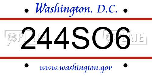 244SO6 District Of Columbia License Plate