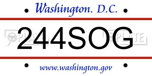 244SOG District Of Columbia License Plate