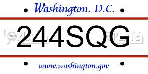 244SQG District Of Columbia License Plate