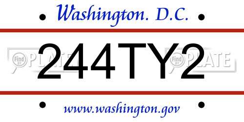 244TY2 District Of Columbia License Plate