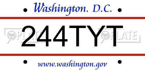 244TYT District Of Columbia License Plate