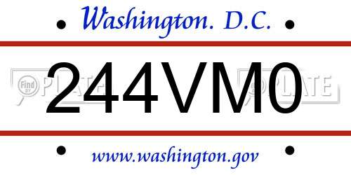 244VM0 District Of Columbia License Plate