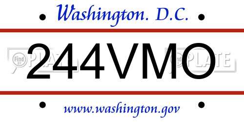244VMO District Of Columbia License Plate