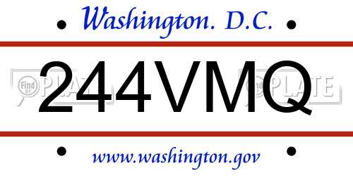 244VMQ District Of Columbia License Plate