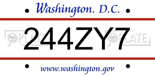 244ZY7 District Of Columbia License Plate