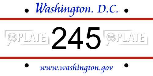 245 District Of Columbia License Plate