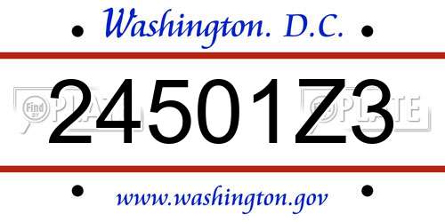 24501Z3 District Of Columbia License Plate