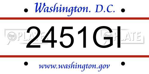 2451GI District Of Columbia License Plate