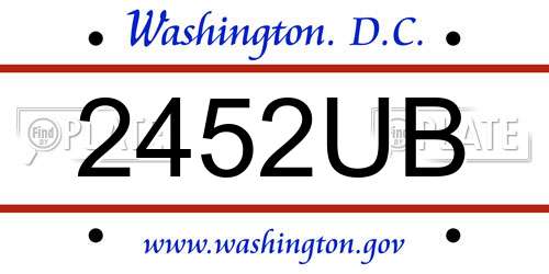 2452UB District Of Columbia License Plate