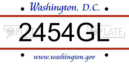 2454GL District Of Columbia License Plate