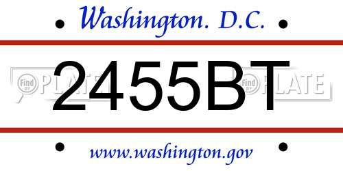 2455BT District Of Columbia License Plate