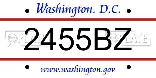 2455BZ District Of Columbia License Plate