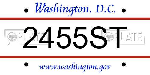 2455ST District Of Columbia License Plate