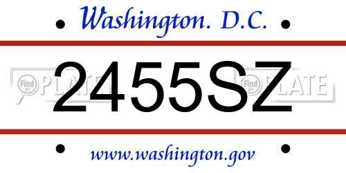 2455SZ District Of Columbia License Plate