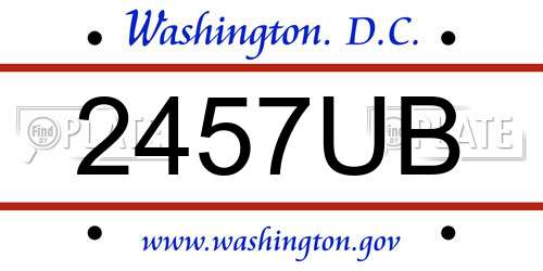 2457UB District Of Columbia License Plate