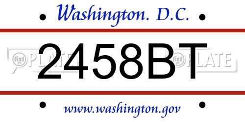 2458BT District Of Columbia License Plate