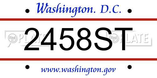 2458ST District Of Columbia License Plate