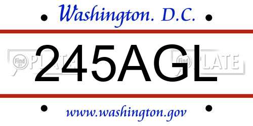 245AGL District Of Columbia License Plate