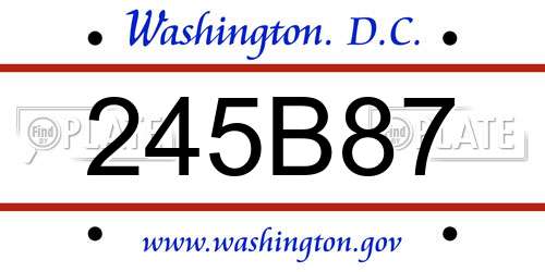 245B87 District Of Columbia License Plate