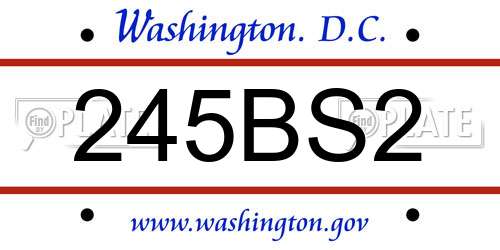 245BS2 District Of Columbia License Plate