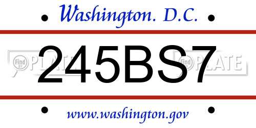 245BS7 District Of Columbia License Plate