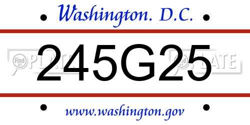 245G25 District Of Columbia License Plate