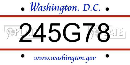245G78 District Of Columbia License Plate