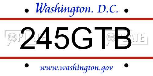 245GTB District Of Columbia License Plate