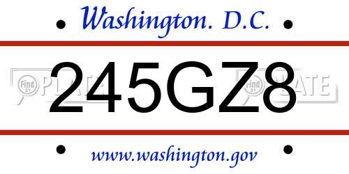 245GZ8 District Of Columbia License Plate