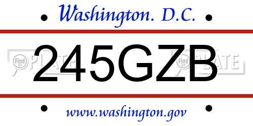 245GZB District Of Columbia License Plate