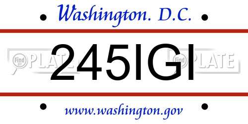 245IGI District Of Columbia License Plate