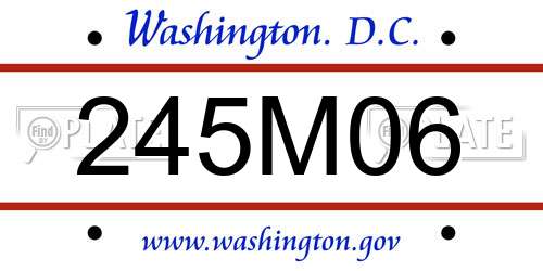245M06 District Of Columbia License Plate