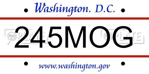 245MOG District Of Columbia License Plate