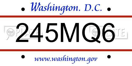 245MQ6 District Of Columbia License Plate