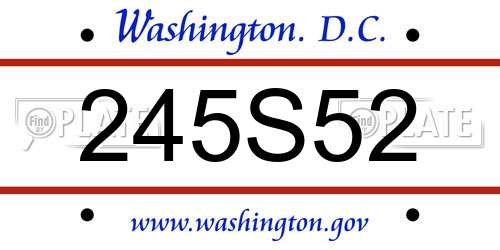 245S52 District Of Columbia License Plate