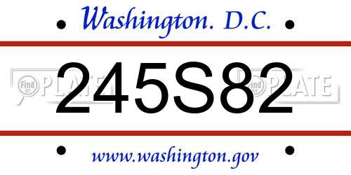 245S82 District Of Columbia License Plate