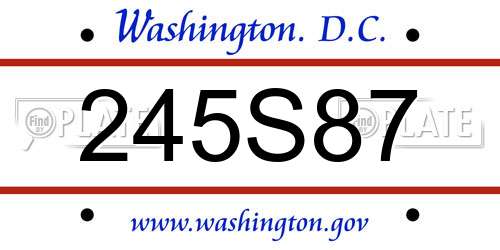 245S87 District Of Columbia License Plate