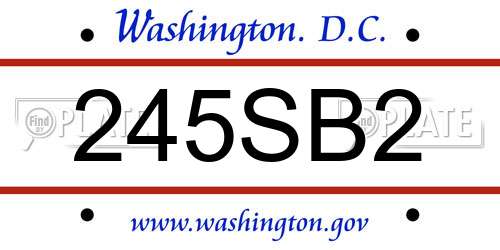 245SB2 District Of Columbia License Plate