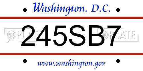 245SB7 District Of Columbia License Plate