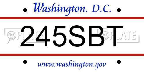 245SBT District Of Columbia License Plate
