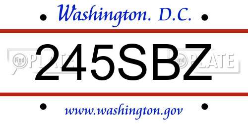 245SBZ District Of Columbia License Plate