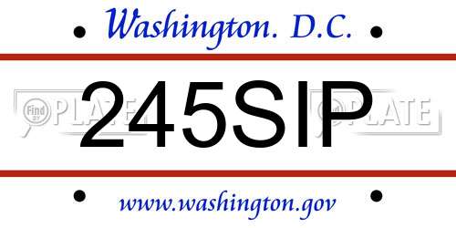 245SIP District Of Columbia License Plate