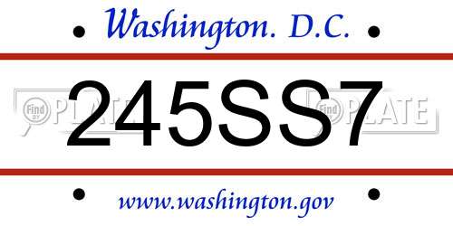 245SS7 District Of Columbia License Plate
