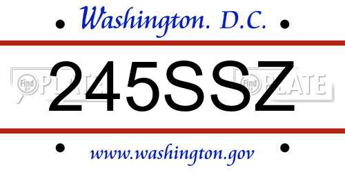 245SSZ District Of Columbia License Plate
