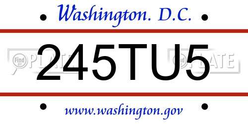 245TU5 District Of Columbia License Plate