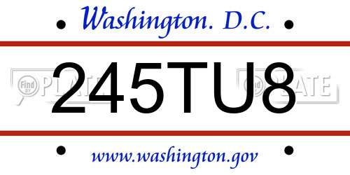 245TU8 District Of Columbia License Plate